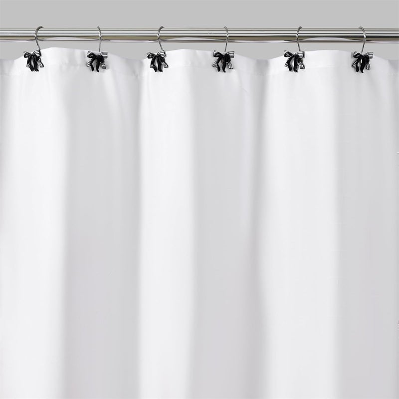 Aldopein 12PCS Cute Bow Decorative Shower Curtain Hooks for Elegant Gothic Chic Fun Shower Curtains Hooks Metal Rustproof Moody Black Trendy Shower Curtain Rings Bathroom Decoration - Image 2